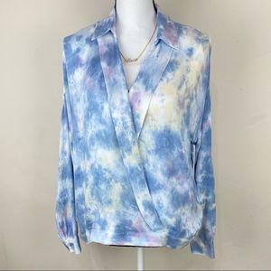 Young Fabulous & Broke Long Sleeve Tie Dye Front Cross Blouse Size XS